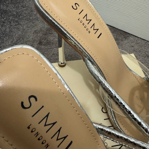 Silver Snake Skin Wrap Up Heels - Picture 2 of 5